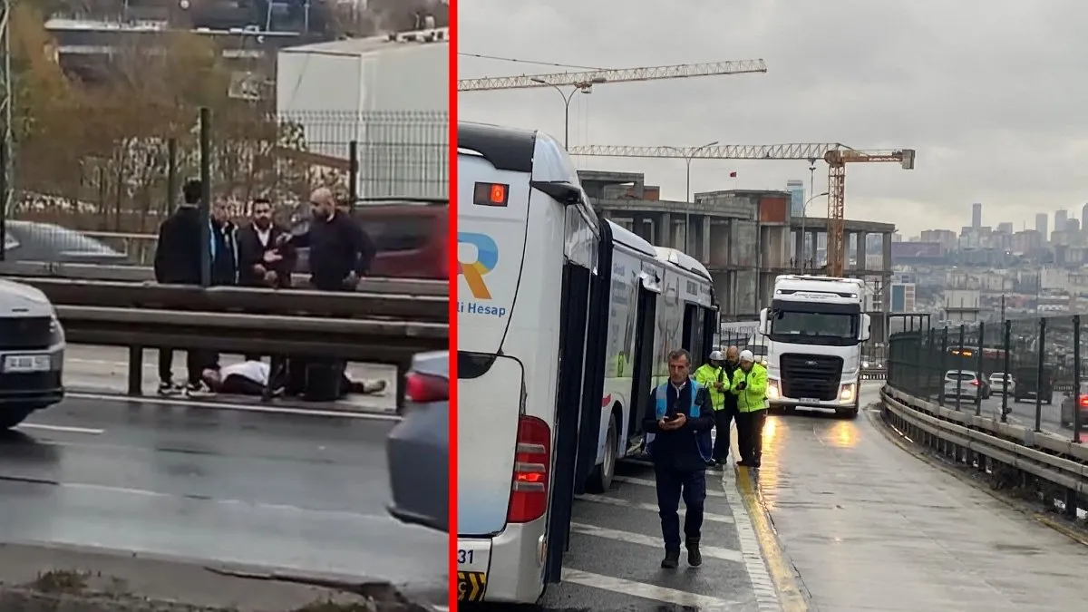 Esenyurt metrobüs durağında faciadan dönüldü: Yolcu bir anda araçtan fırladı!